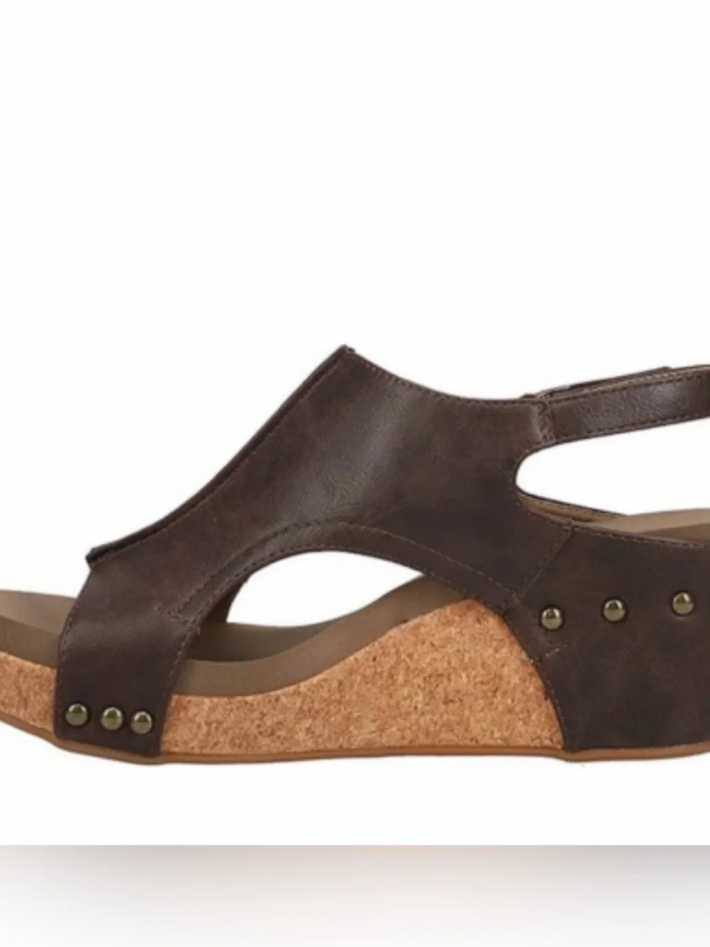BNWOB Corkys Brown Leather Wedge Sandals SZ 10